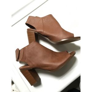 Brown Open-Toed Booties